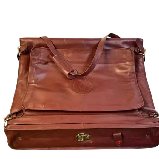 Cartier Rich Brown Leather Travel Bag