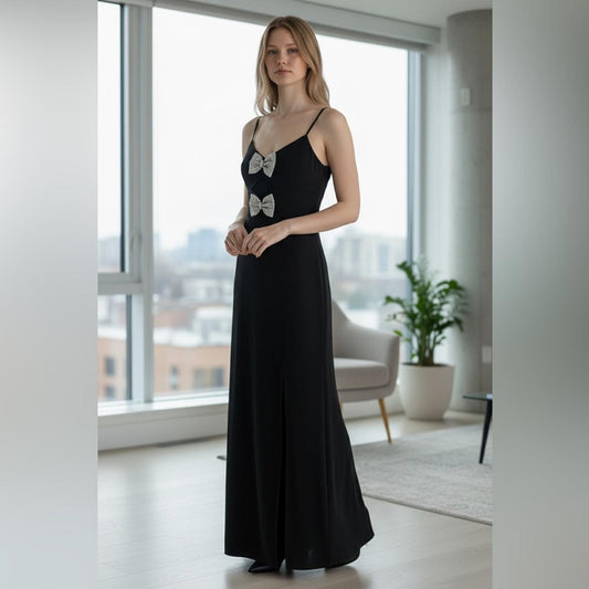 Ever New Elegant Black Maxi Dress with Silver Accents