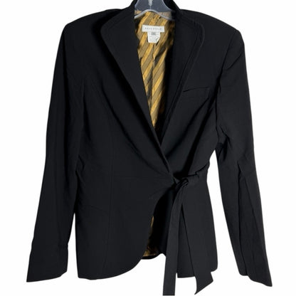 Designer Ross Mayer - Elegant Black Blazer with Tie Accent - Night Out -Size 8