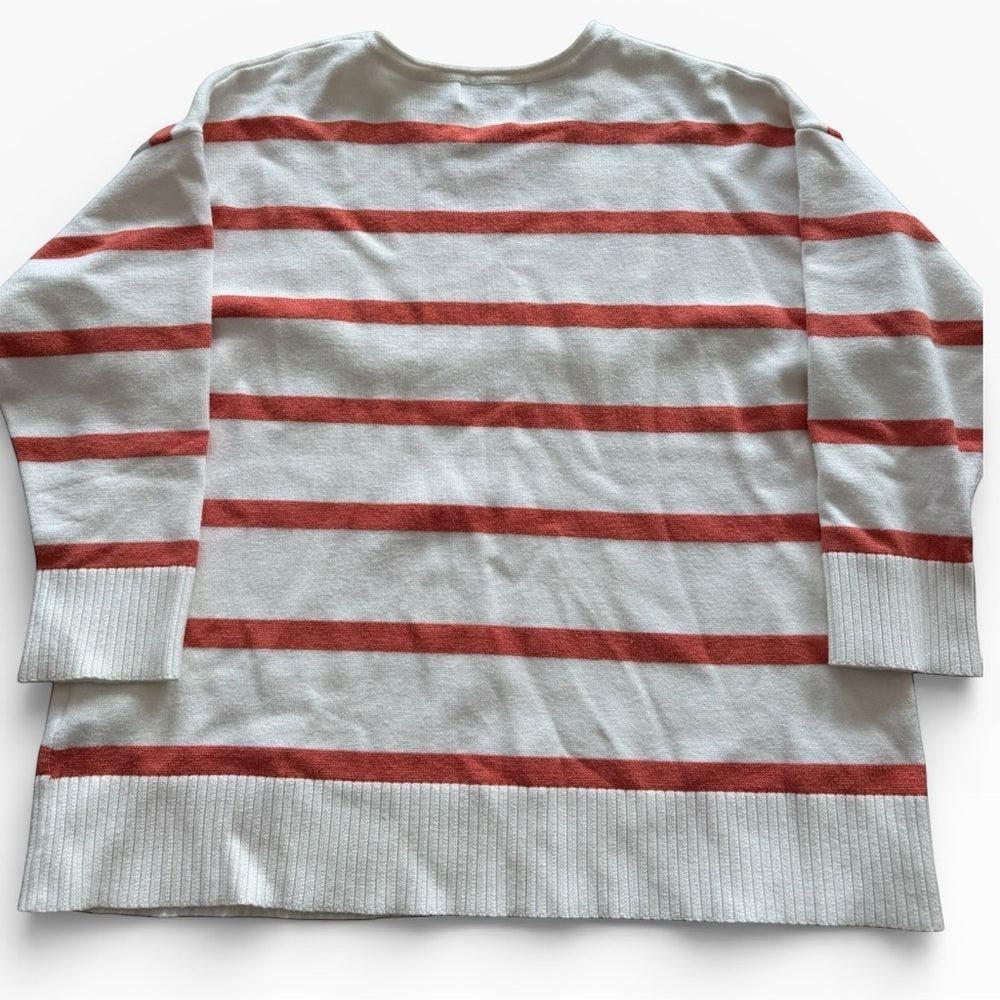 Magaschoni Cream and Orange Striped Sweater - Casual - Size XL