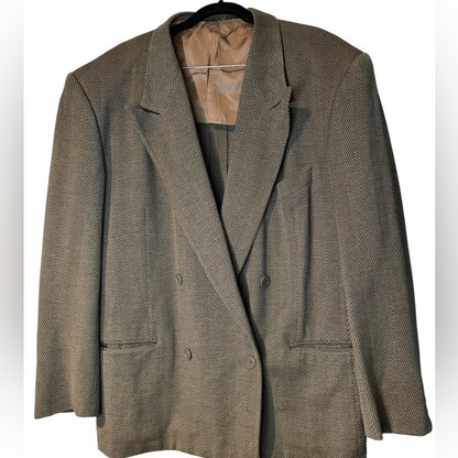 Giorgio Armani Charcoal Double-Breasted Blazer, Office Workwear - Size 48R