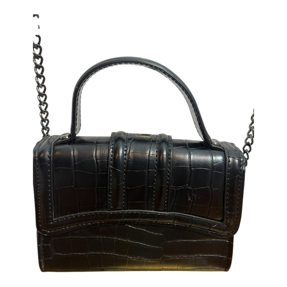 Zara Black Croc-Texture Crossbody Bag - Mini