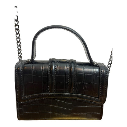 Zara Black Croc-Texture Crossbody Bag - Mini