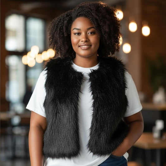 Ralph Lauren Black Faux Fur Vest - Size XL
