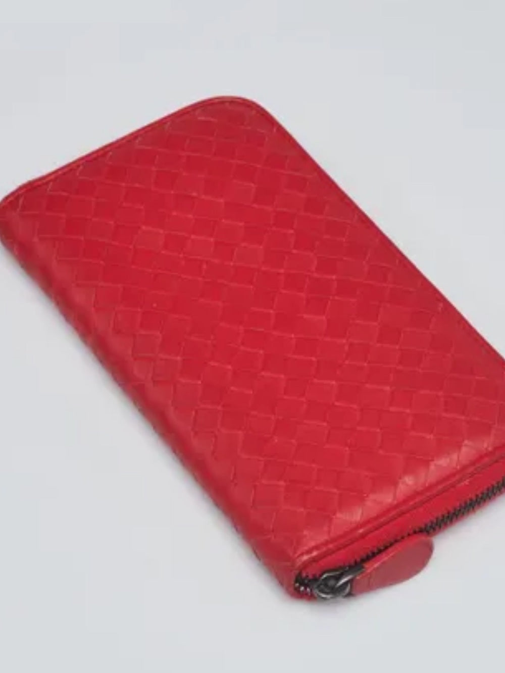 Bottega Veneta Red Leather Zip Wallet