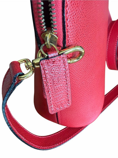 Celine Red Dome Satchel with Crossbody Strap