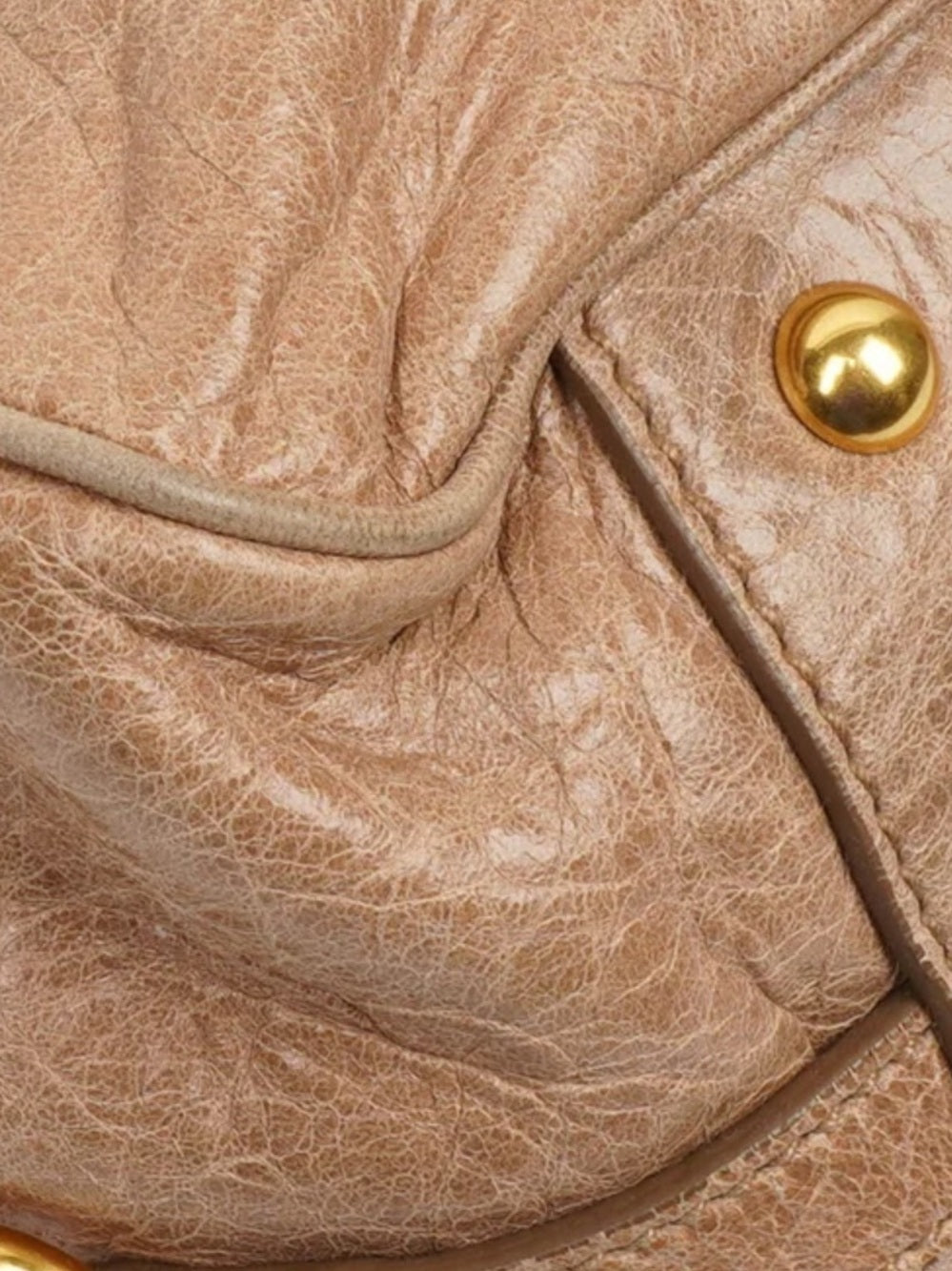 Miu Miu Taupe-Beige Leather Satchel with Gold Hardware