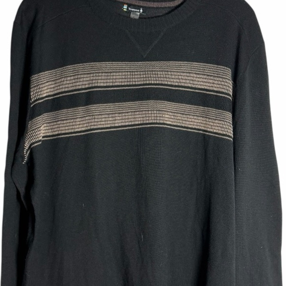 Smartwool Men's Black Crewneck Sweater with Gray Stripes - Casual - size XL