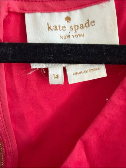 kate spade Coral Sleeveless V-Neck Belted Midi Dress with Navy & White Trim
