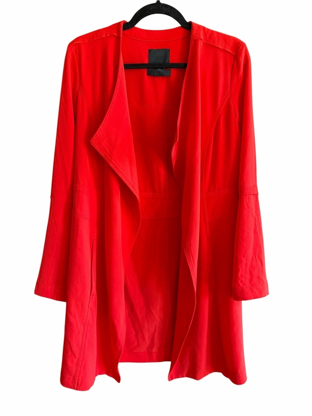 Maison Cinqcent Women's Coral-Red Draped Open-Front Blazer Jacket - Large
