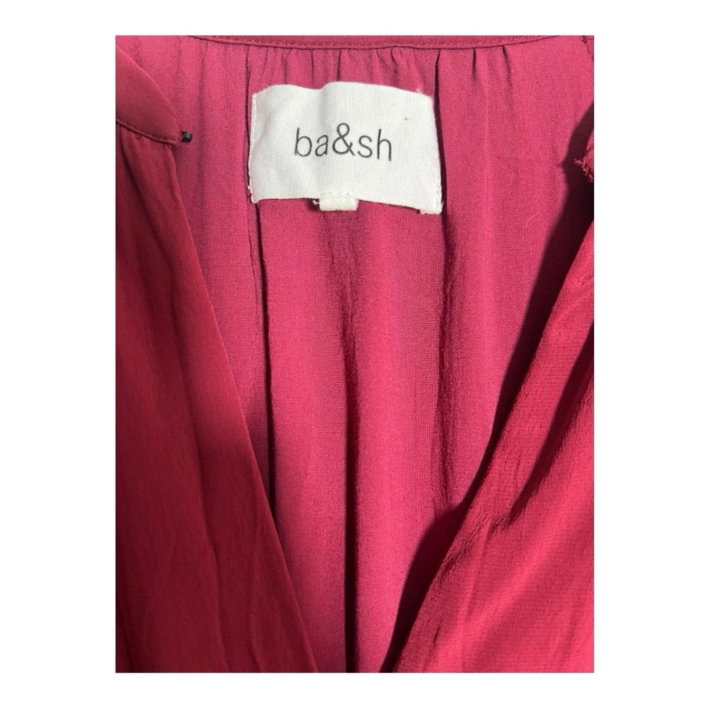 Ba&sh Burgundy Ruffle Long Sleeve Dress