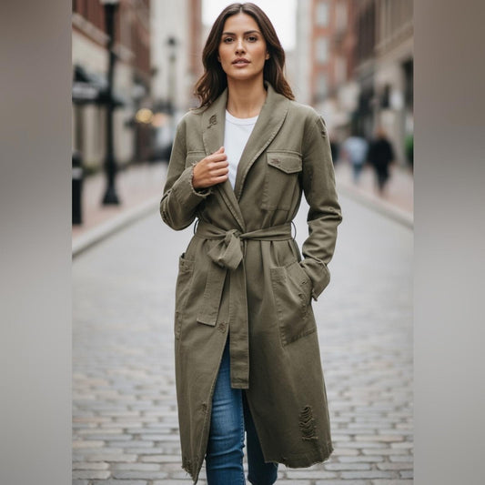 Alexander Wang Khaki Women's Trench Coat - Size Large