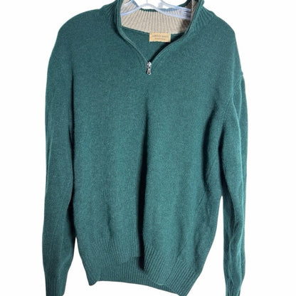 Lorenzo Magni - Made in Italy - Forest Green Zip-Up Men's Wool Sweater - Size M