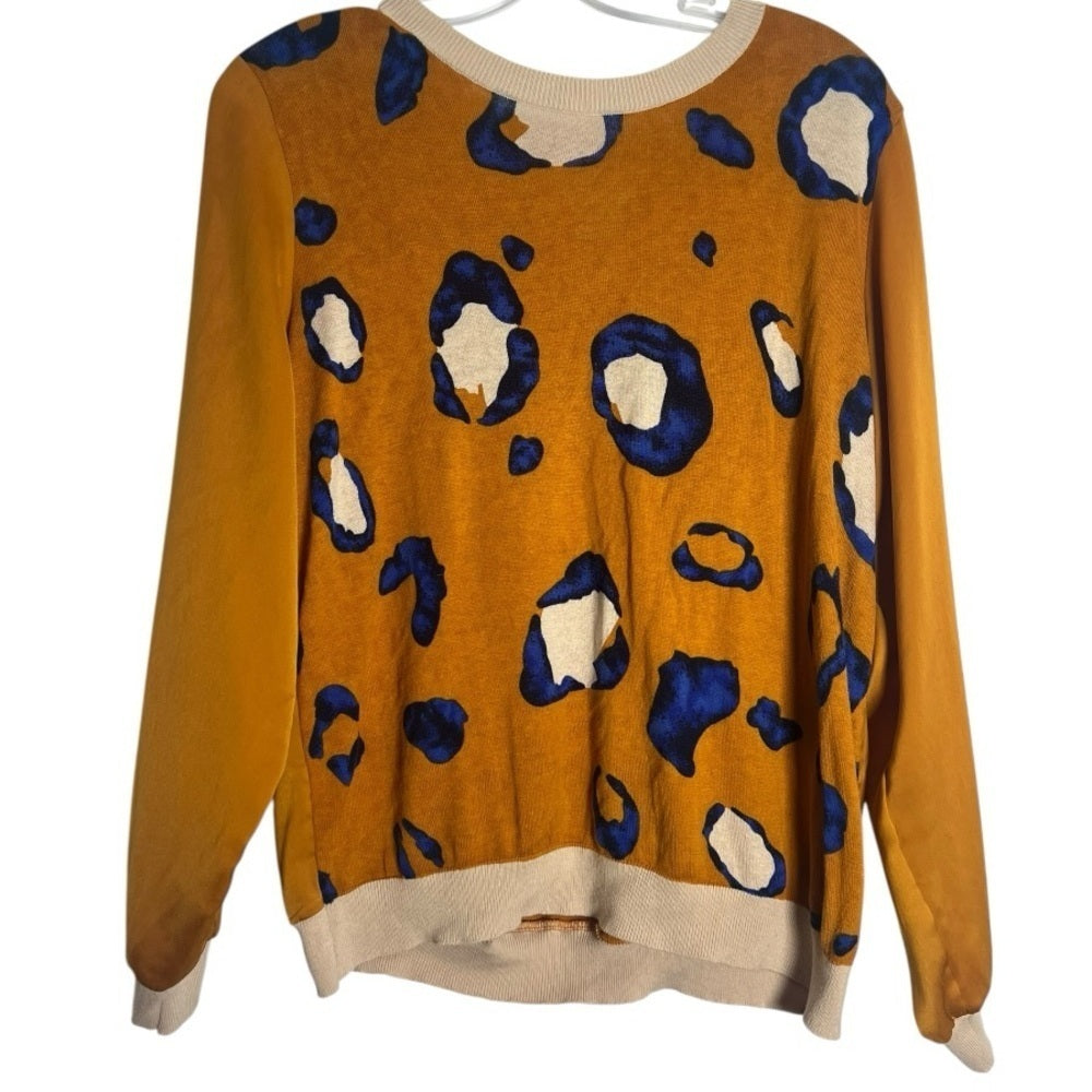Stylish Women's Top with Blue and Orange Pattern