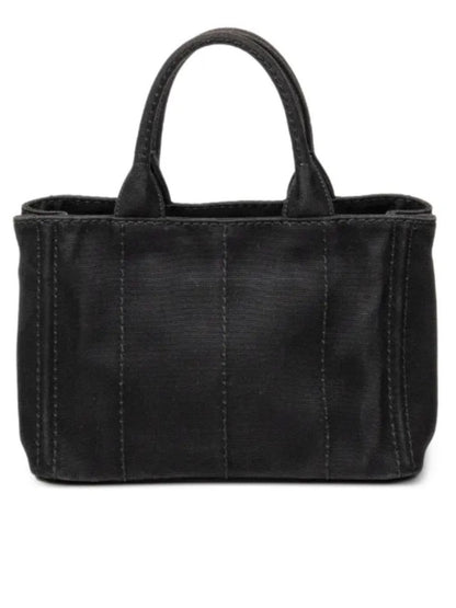 Prada Black Canapa Logo-Print Tote with Detachable Strap