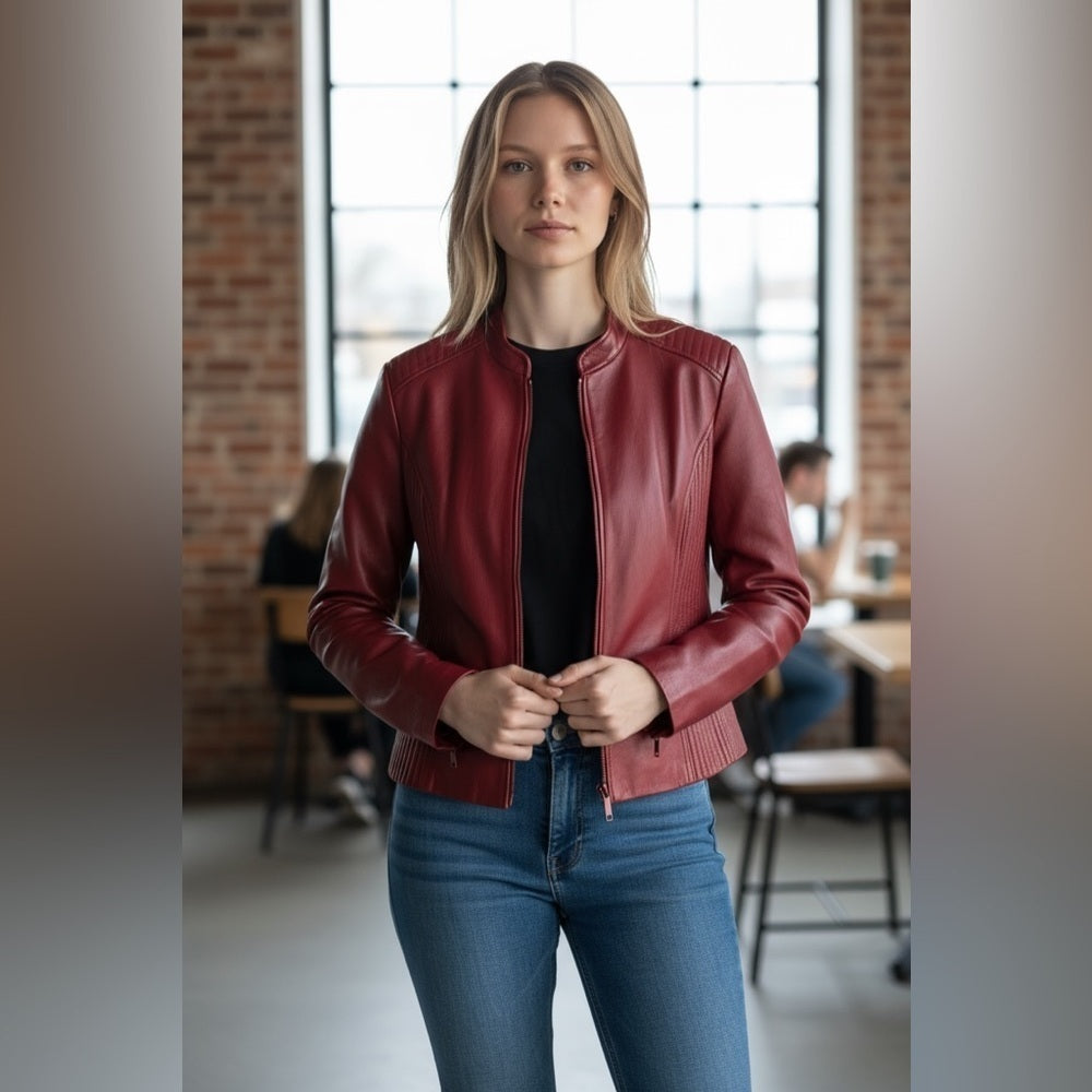 Artifacts - Cherry Leather Jacket - Chic - Elevated - Date Night - Size XS