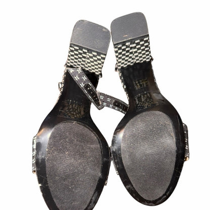 New! Nine West Black Patterned Sandals -Size 9
