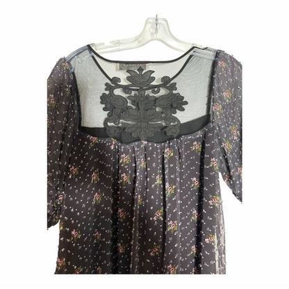 Elegant Black Floral Mini Dress - Size M