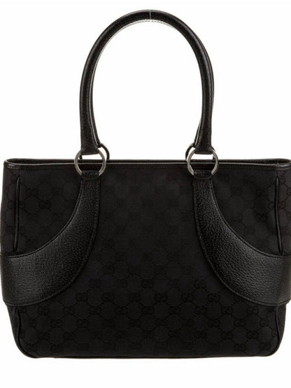 Gucci Black GG Canvas and Leather Tote