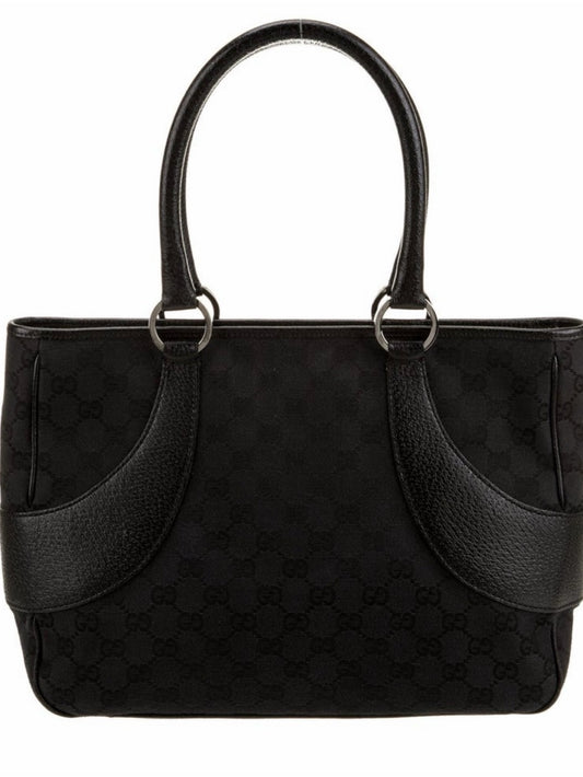Gucci Black GG Canvas and Leather Tote