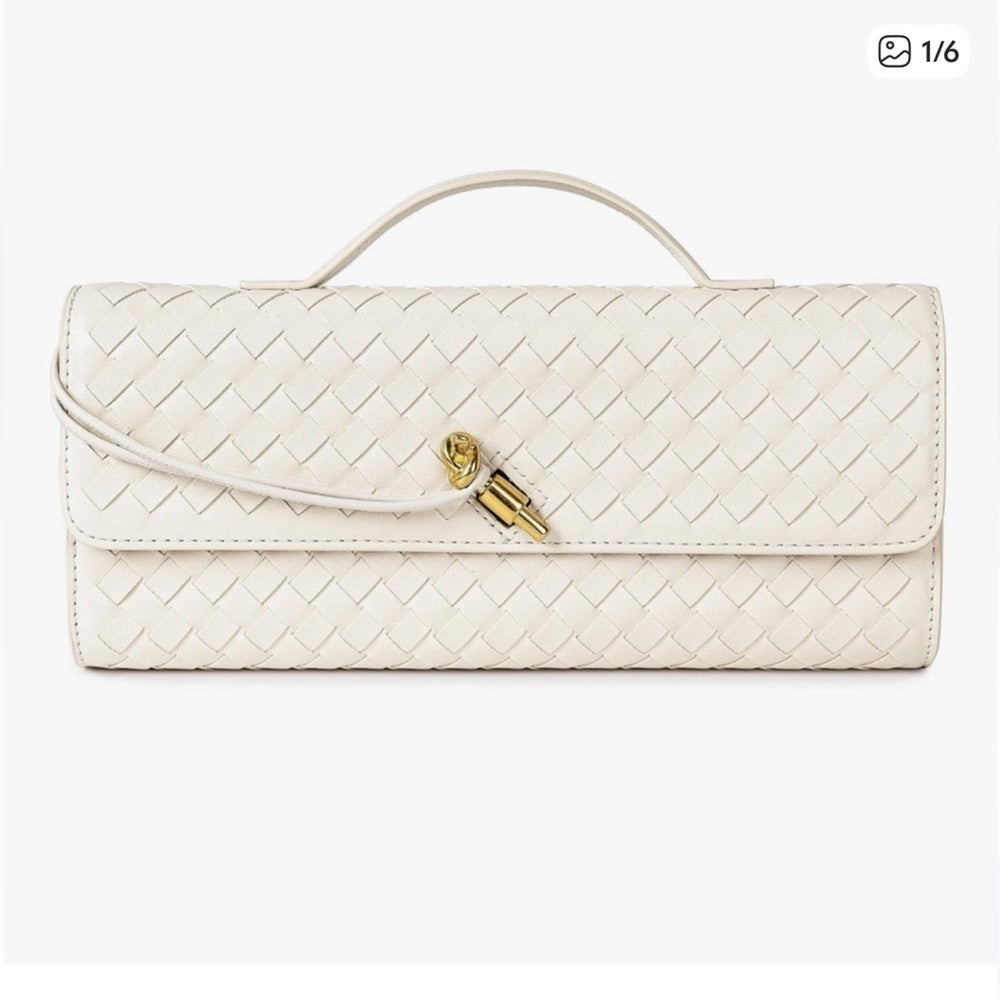 Few Moda - Elegant Cream Woven Wristlet Clutch - Date Night - Chic