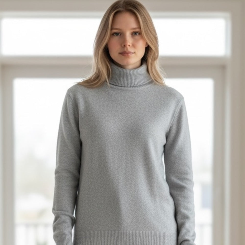 Magashoni Cashmere - Women's Gray Turtleneck Sweater - Elevated Casual - Size XS