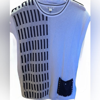 SPANNER Black and White Geometric Blouse - Office Wear - Size M