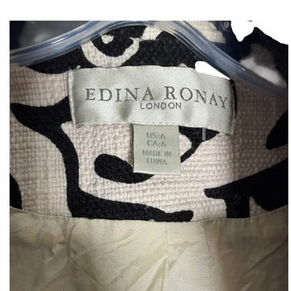 Edina Ronay London - Chic Monochrome Floral Blazer - Polished Office - Size 6