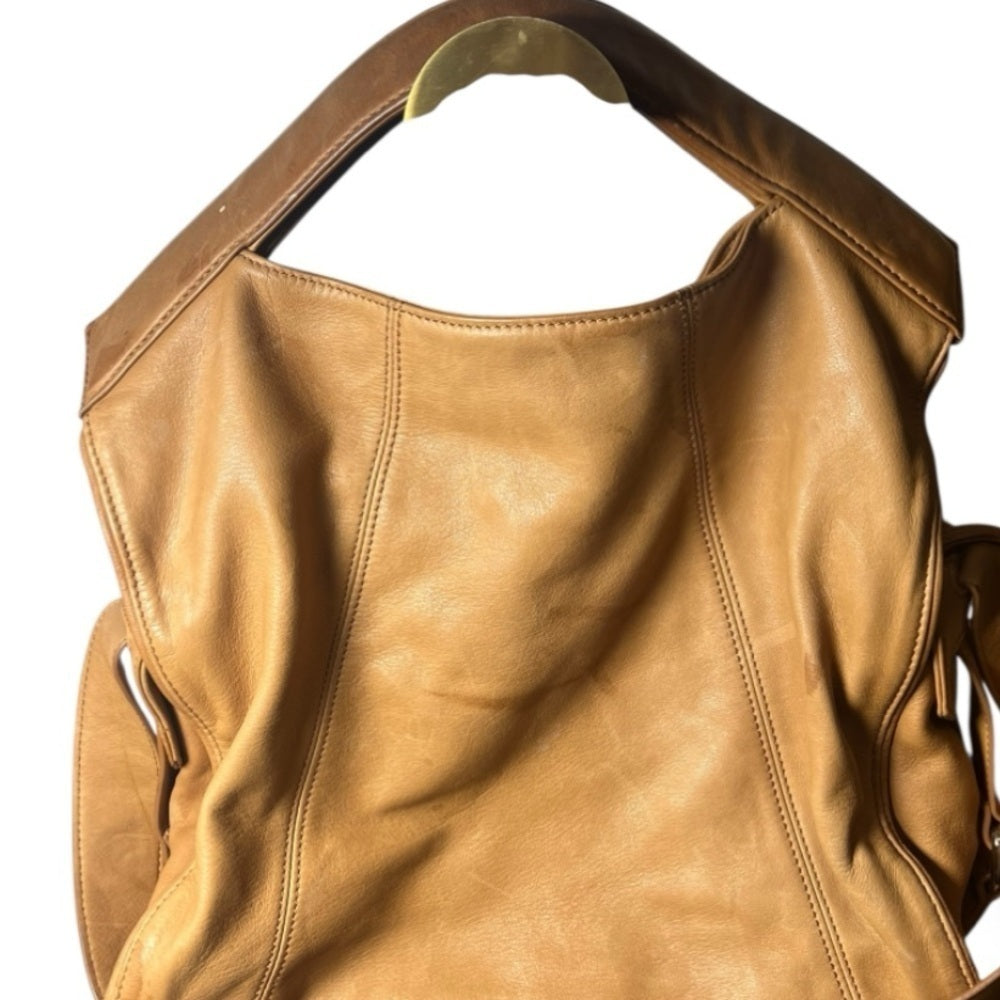 Maje Tan Leather Shoulder Bag - Casual Streetwear