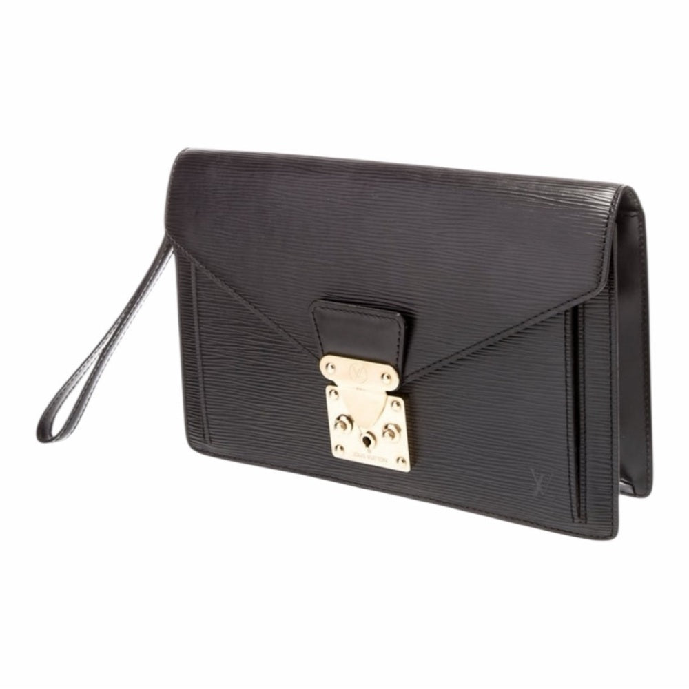 Louis Vuitton Black Clutch with Gold Accents