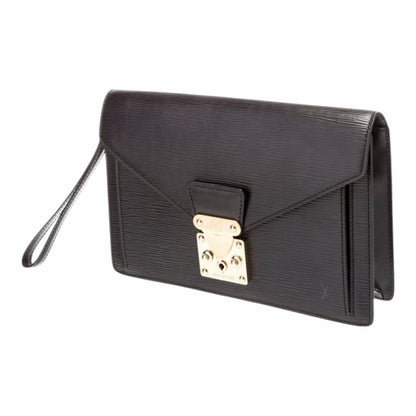 Louis Vuitton Black Clutch with Gold Accents