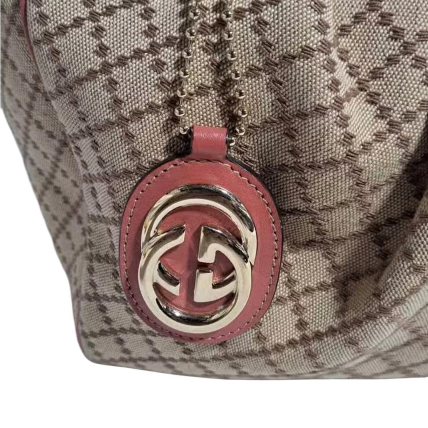 Gucci Beige and Pink Patterned Satchel