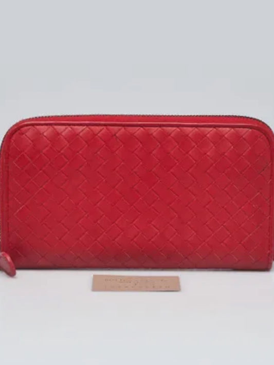 Bottega Veneta Red Leather Zip Wallet
