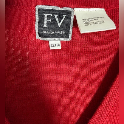 Franco Valeri - Women's V-Neck Red Sweater Vest - Elevated Casual - Size XL
