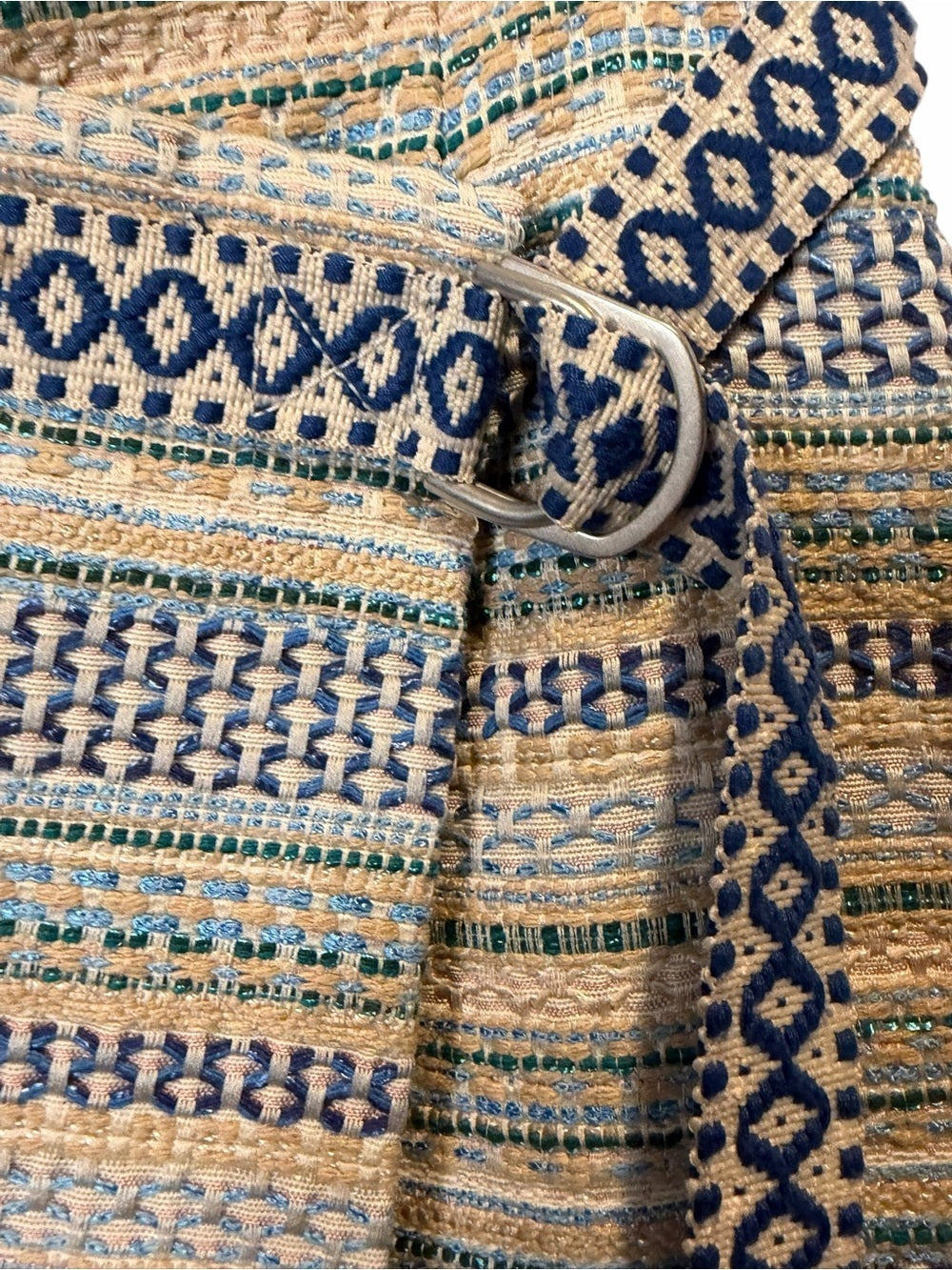 Weekend Max Mara Striped Wrap Midi Skirt in Blue and Cream