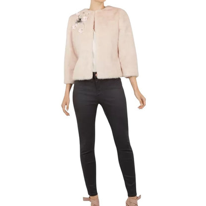 Ted Baker Blush Teddy Jacket with Floral Detail - Chic - Date Night - Size XS