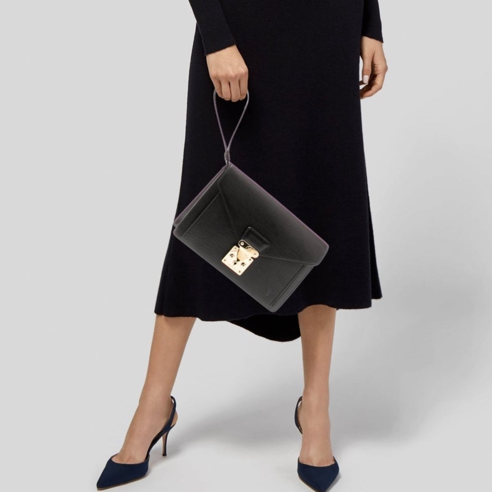 Louis Vuitton Black Clutch with Gold Accents