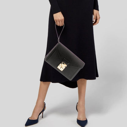 Louis Vuitton Black Clutch with Gold Accents