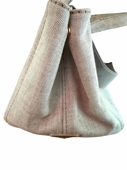 Prada Beige Canvas Tote with Signature Milano Logo - Large