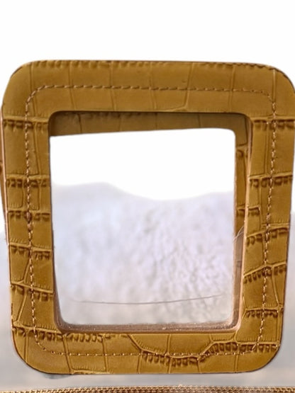 STAUD Clear PVC Tote with Tan Croc-Effect Pouch and Square Handles