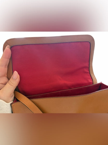 Ralph Lauren Camel/Tan Leather Satchel with Buckle Detail