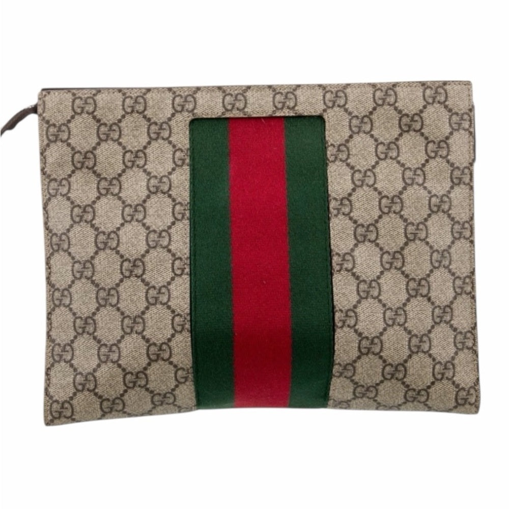 Gucci Beige Toiletry Bag with Red and Green Stripe