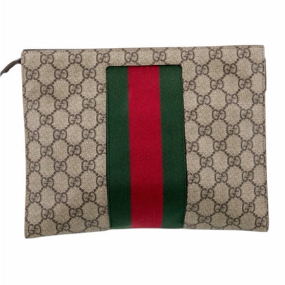 Gucci Beige Toiletry Bag with Red and Green Stripe