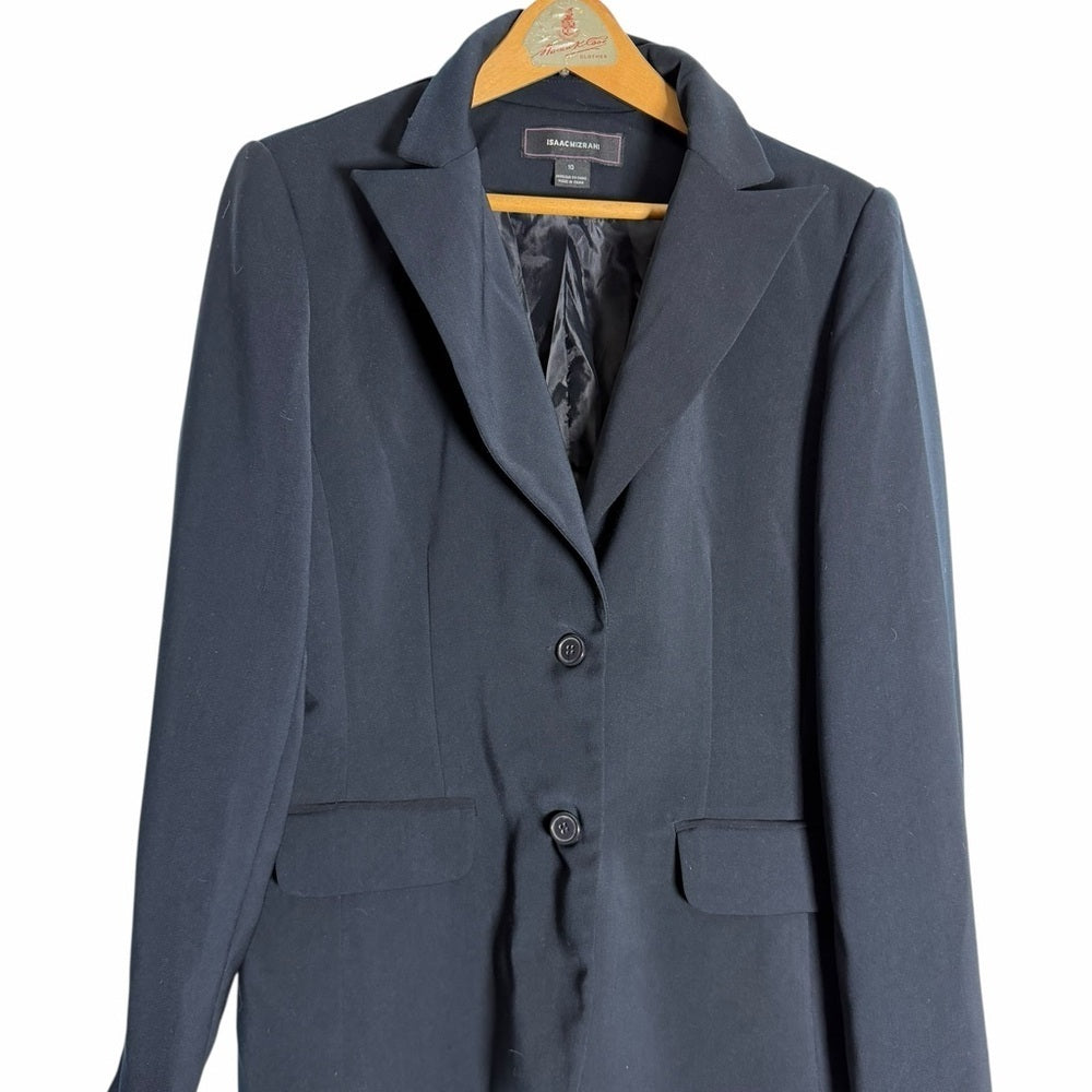 Isaac Mizrahi Black Women's Blazer - Elevated Office Workwear, Chic - Size 10