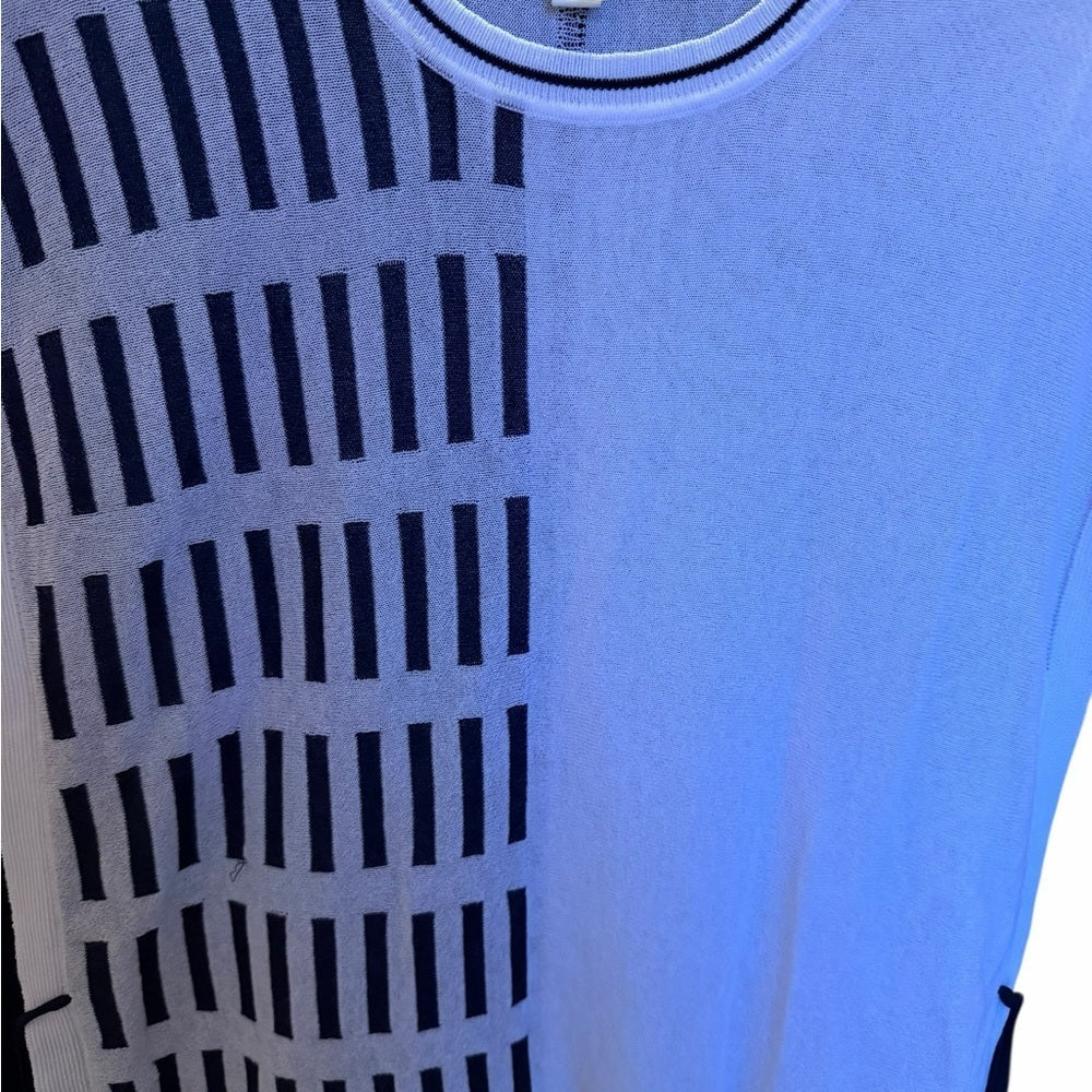 SPANNER Black and White Geometric Blouse - Office Wear - Size M