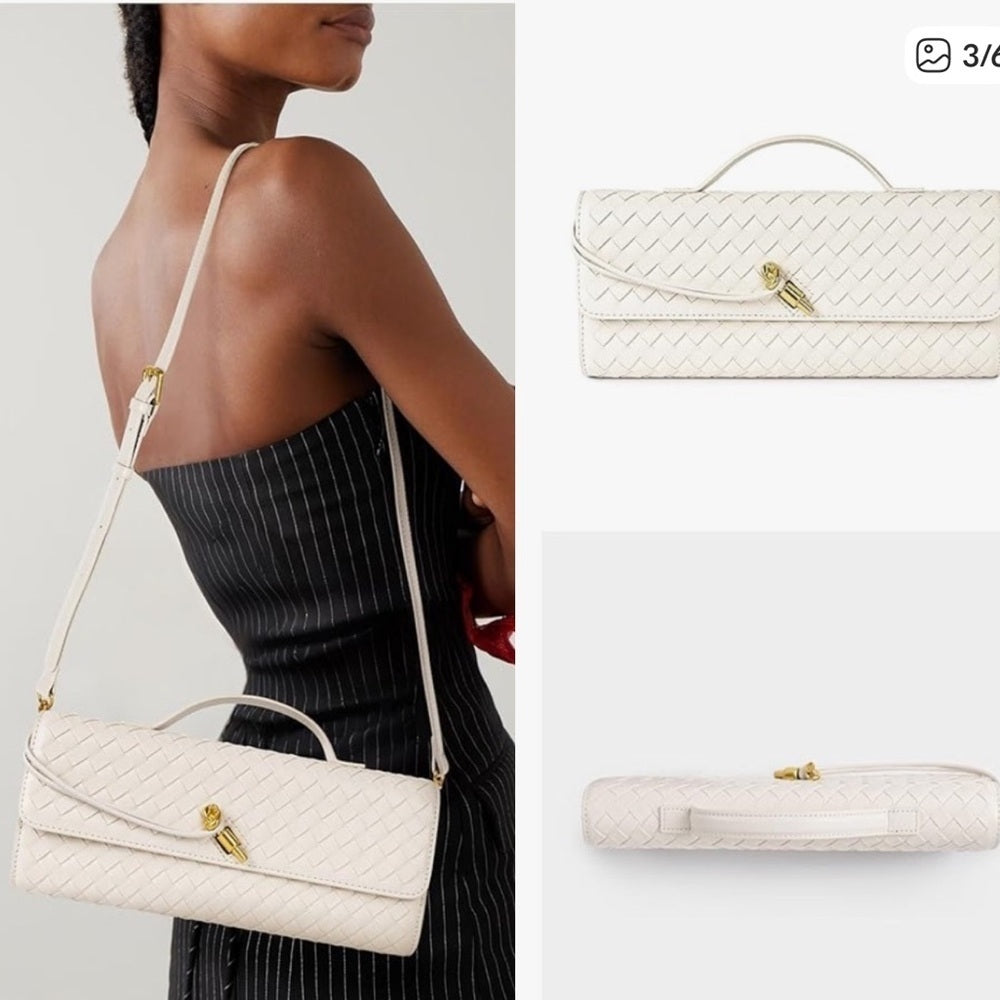 Few Moda - Elegant Cream Woven Wristlet Clutch - Date Night - Chic
