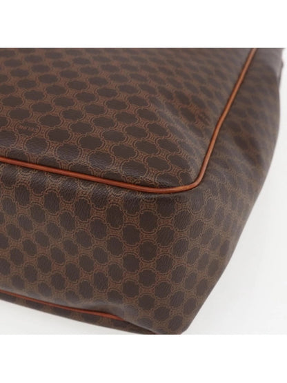 Celine Brown Monogram Madam Tote with Tan Leather Trim and Gold Accent