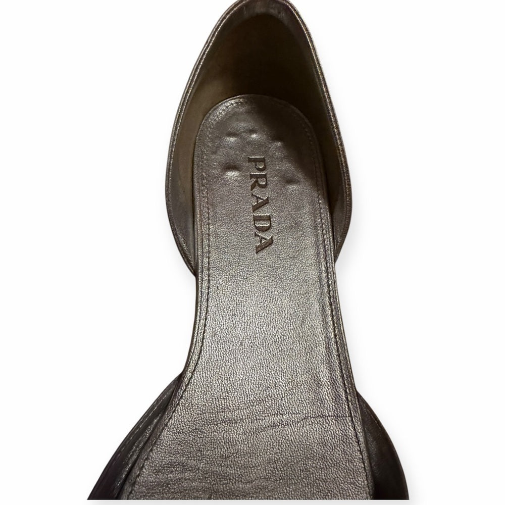 Prada Women's Metallic Silver Flats