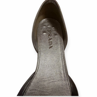 Prada Women's Metallic Silver Flats