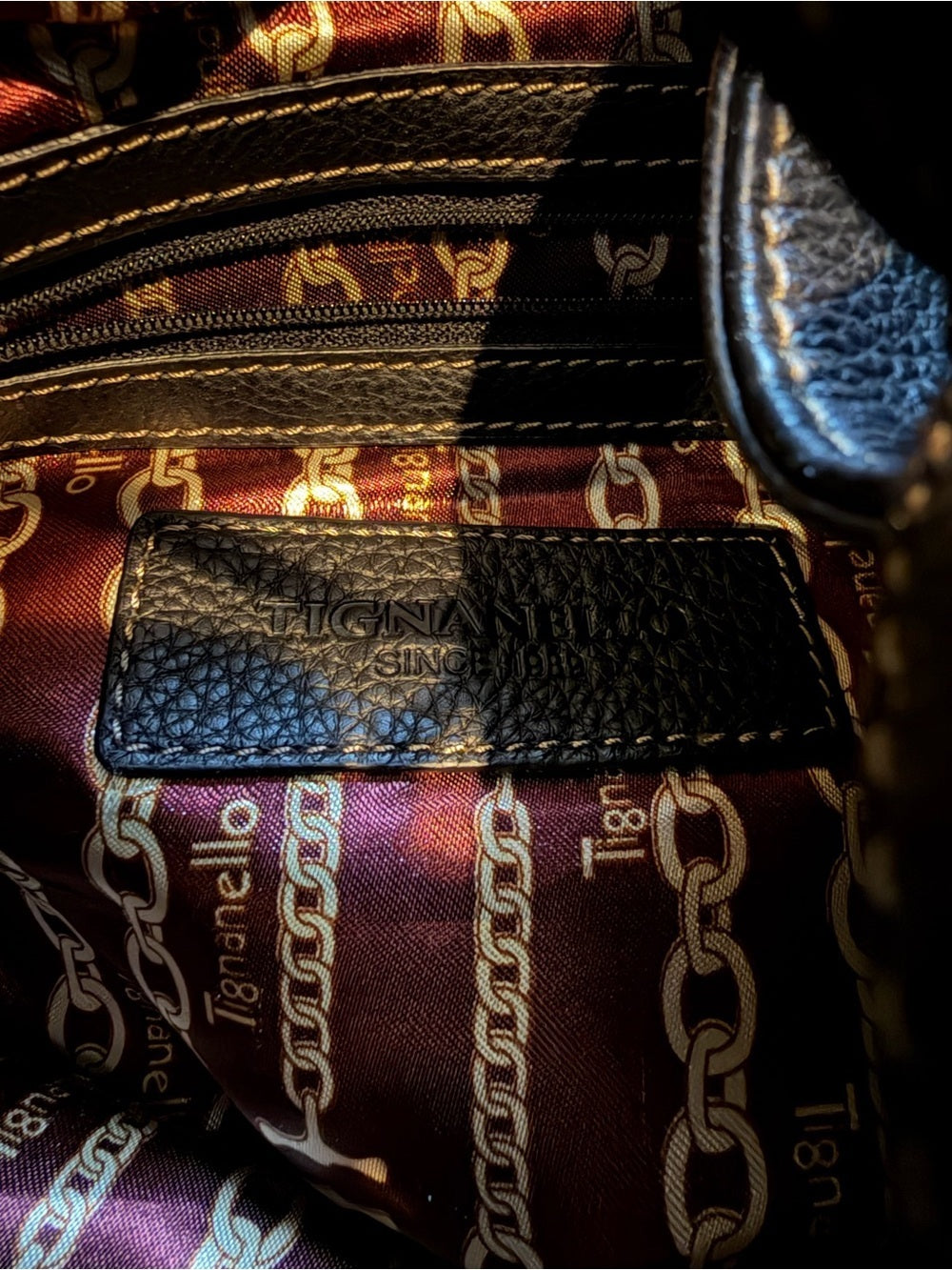 Tignanello Black Pebbled Leather Shoulder Bag - Day to Day
